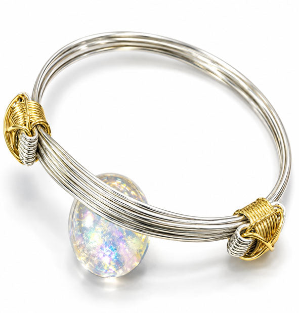 Pulsera 6 Hilos Nudos Corredizos Plata 925 con Atado en Oro 18K 5 mm Joyas de Caza vista lateral