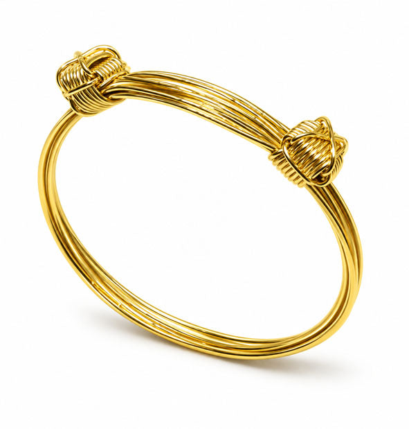 Pulsera 6 Hilos Nudos Corredizos en Oro 18K 5 mm| Joyas de Caza detalle lateral