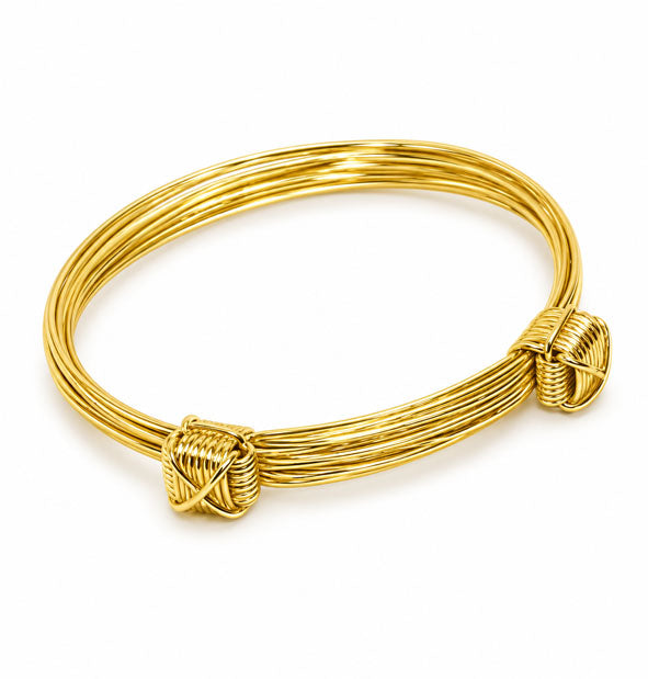 Pulsera 6 Hilos Nudos Corredizos en Oro 18K 5 mm| Joyas de Caza detalle del nudo