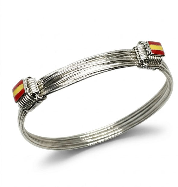 pulsera nudos corredizos con bandera españa en plata de ley detalle de la bandera