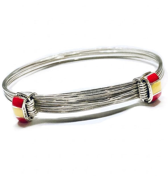 pulsera nudos corredizos con bandera españa en plata de ley detalle de la bandera vista plana