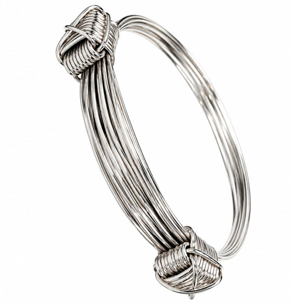 Pulsera Nudos Corredizos 9 Hilos Plata de Ley vista lateral