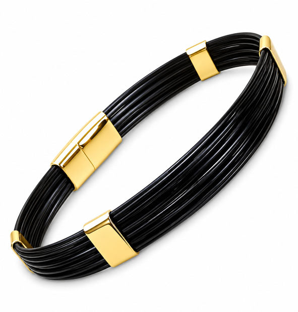Pulsera Plana de Pelo de Búfalo 10 mm con Cierre en Oro 18 Kilates | JOYAS DE CAZA