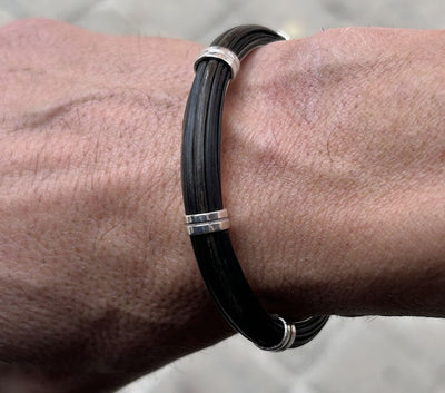 pulsera-pelo-bufalo-tubo-redondo-7-mms-asas-dobles-abierto-con-plata-foto-6