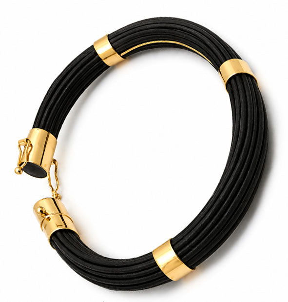 Pulsera Pelo de Búfalo Tubo Redondo 7 mm en Oro 18 vista lateral