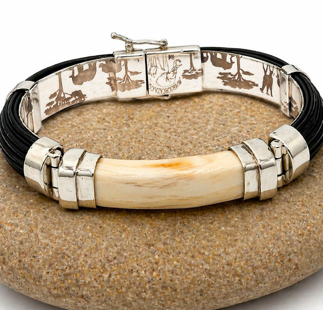 Silver Buffalo Hair and Warthog Tusk Bracelet | 12 mm