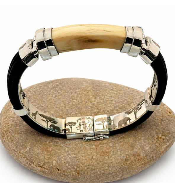 Silver Buffalo Hair and Warthog Tusk Bracelet | 12 mm