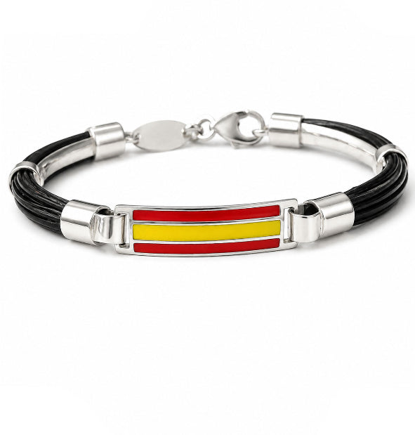 Pulsera de Pelo de Búfalo Africano con Bandera de España vista frontal