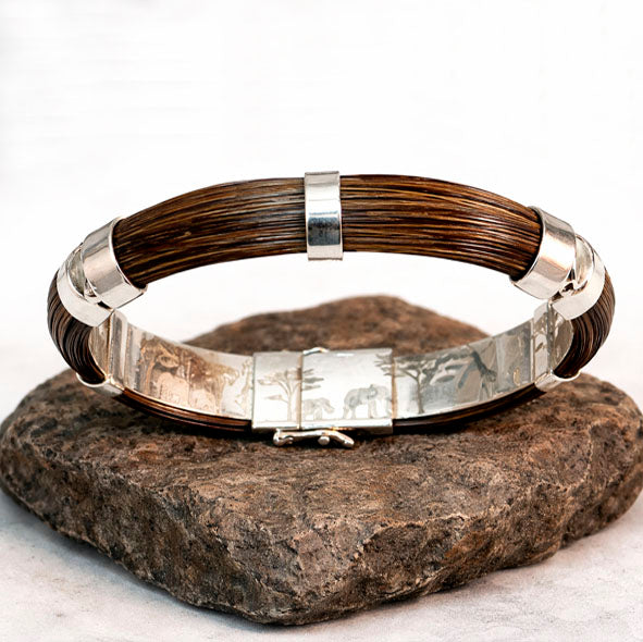 Warthog Hair Half-Round Bracelet 10mm | Hinges in 925 Silver