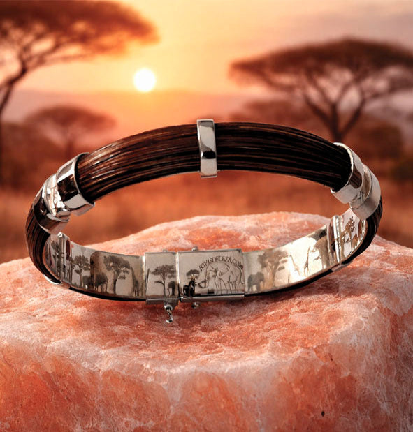 Warthog Hair Half-Round Bracelet 10mm | Hinges in 925 Silver