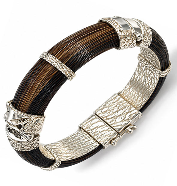 Pulsera Pelo Facochero Media Caña 14mm Grabada Personalizada | Plata vista lateral