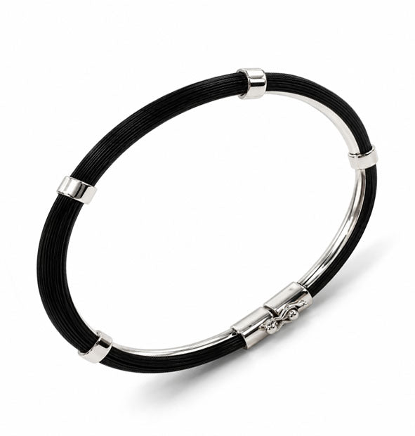 Pulsera de Pelo de Jirafa Africana Tubo Redondo 4mm en Plata de Ley 925 vista lateral