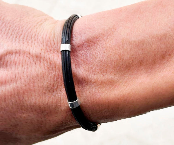 Fine Buffalo Hair Tube Bracelet with Sterling Silver