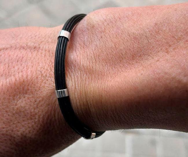 Fine Buffalo Hair Tube Bracelet with Sterling Silver