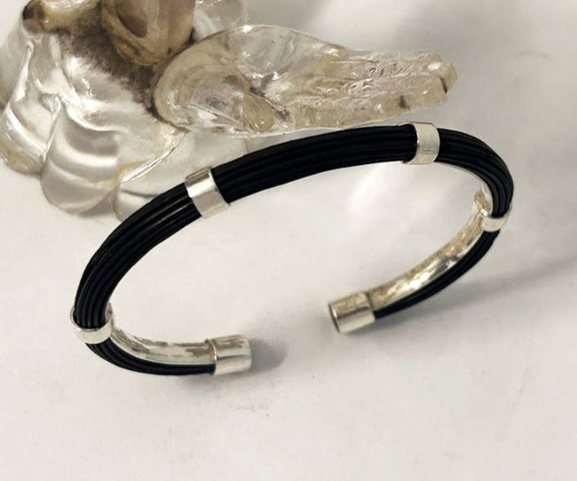 Fine Buffalo Hair Tube Bracelet with Sterling Silver