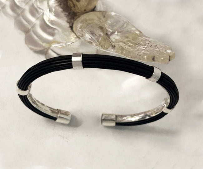 Fine Buffalo Hair Tube Bracelet with Sterling Silver
