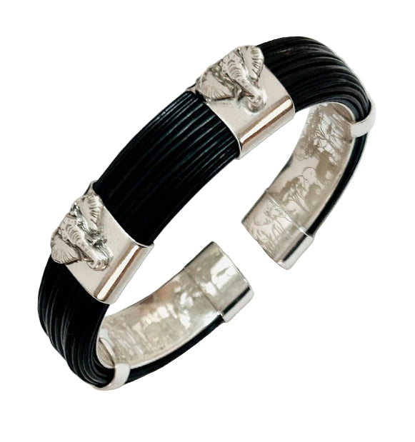 pulsera-plana-pelo-bufalo-cabeza-elefantes-en-plata-foto-10