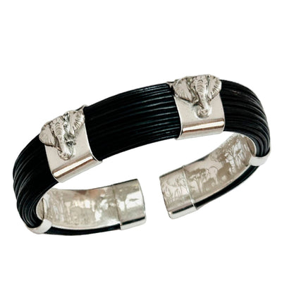 pulsera-plana-pelo-bufalo-cabeza-elefantes-en-plata-foto-12