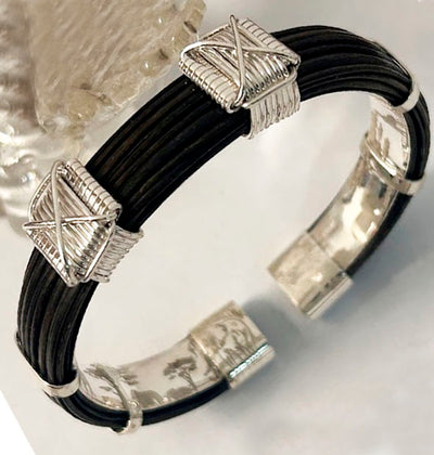 pulsera-plana-pelo-bufalo-nudos-africanos-en-plata-foto-27