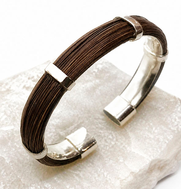 Flat warthog hair bracelet with silver