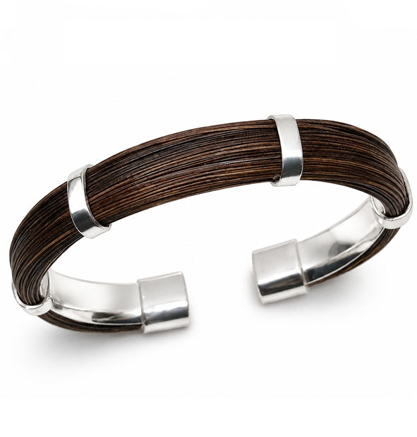 Pulsera Plana de Pelo de Facochero con Plata de Ley 925 12mm