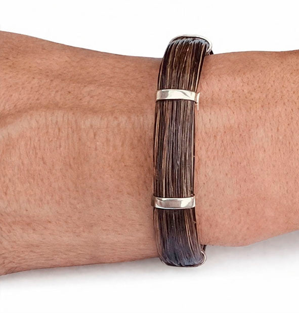 Flat warthog hair bracelet with silver