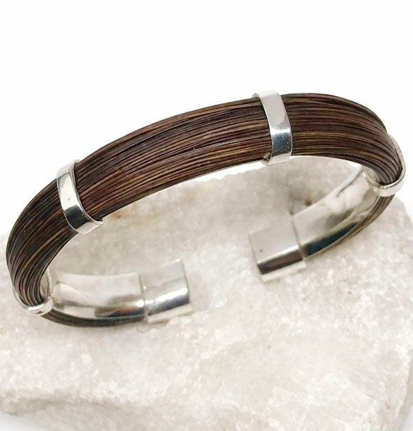 Flat warthog hair bracelet with silver