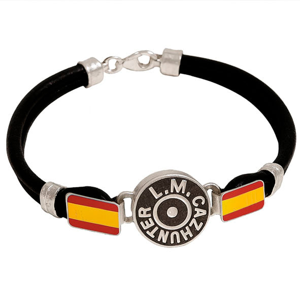 pulsera-replica-culata-bala-con-cuero-y-bandera-Espana-en-plata-16