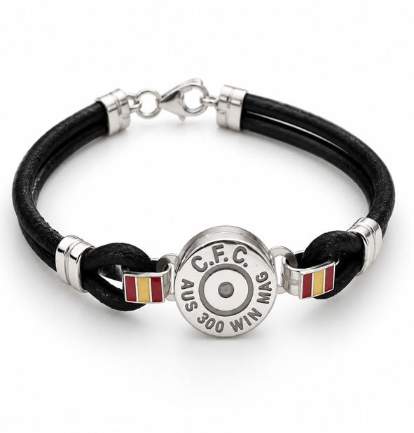 Pulsera de culata de bala con cuero y bandera de España