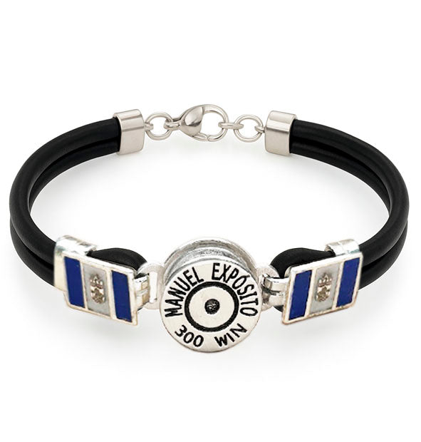 pulsera-replica-culata-bala-personalizada-con-cuero-y-tu-bandera-en-plata-de-ley 