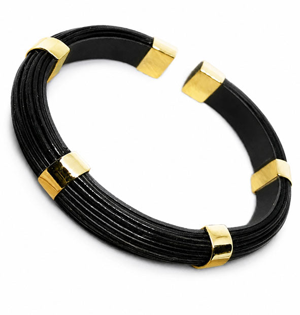Pulsera Rígida Media Caña de Pelo de Búfalo con Oro 18 Kilates y Plata 925 | JOYAS DE CAZA