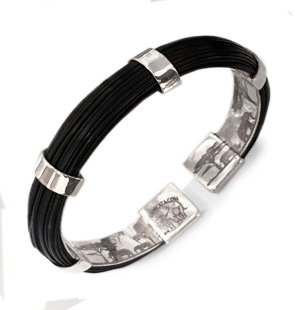 pulsera-rigida-media-cana-pelo-bufalo-en-plata-12-mms-ancho-foto-2