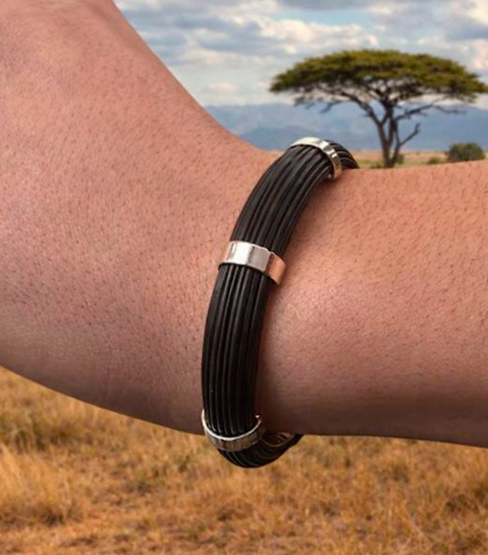 12mm Buffalo Hair Half-Round Rigid Bracelet in Silver