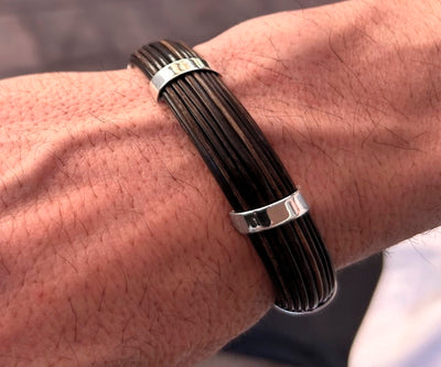 pulsera-rigida-media-cana-pelo-bufalo-en-plata-14-mms-ancho-foto-4