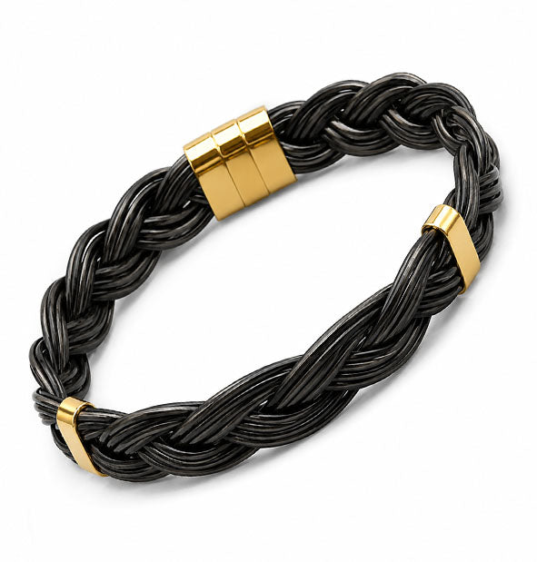Pulsera Trenzada de Pelo de Búfalo con Cierre en Oro 18 Kilates | JOYAS DE CAZA