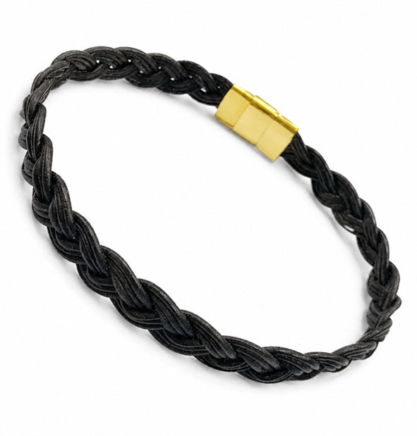 Pulsera Trenzada de Pelo de Búfalo en Oro de 18 Kilates  vista lateral