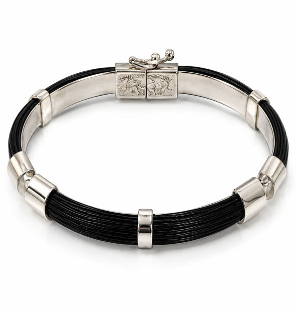 pulsera media caña de pelo de jirafa con un ancho de 7 mms en plata vista lateral vista interior