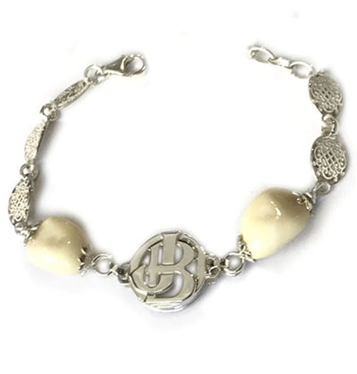 pulsera 2 perlas de venado personalizado con plata 13