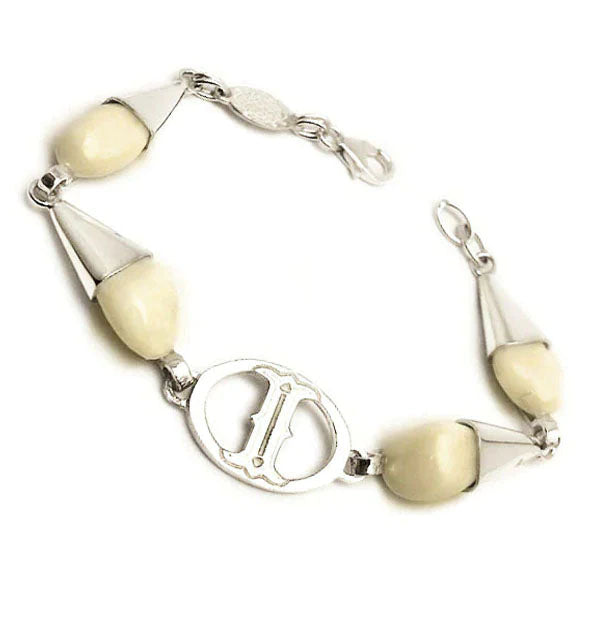 pulsera 4 perlas de venado personalizado con plata 1