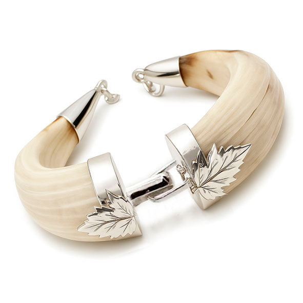 Pulsera Amoladera de Jabalí con Hojas y Enlace en Plata de Ley