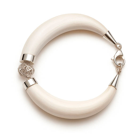 pulsera colmillo jabalí centro bolita en plata-5