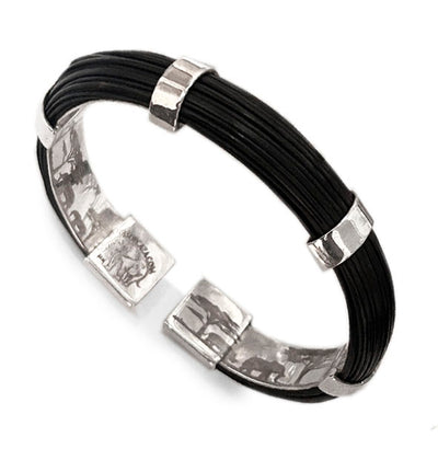 pulsera-rigida-media-cana-pelo-bufalo-en-plata-12-mms-ancho-foto-3
