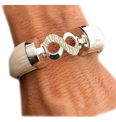 pulsera amoladera jabalí centro infinito personalizado con plata