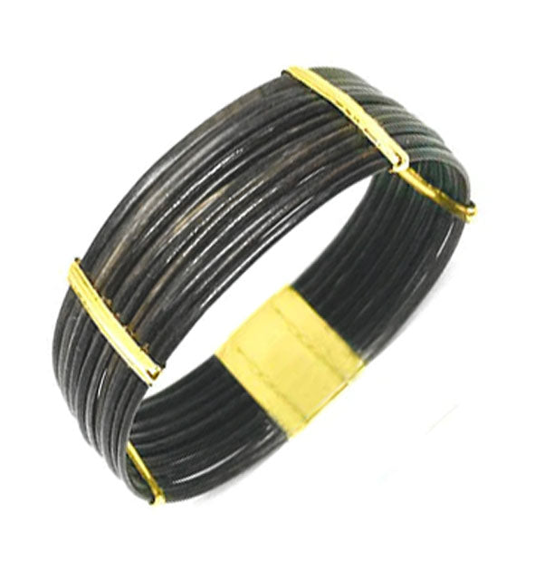 pulsera ancha plana pelo bufalo en oro 18 kilates