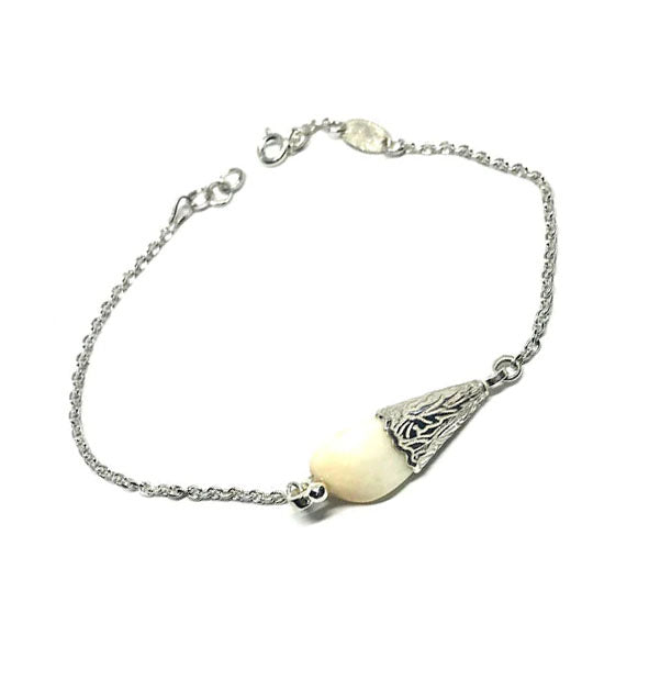 pulsera campanita perla venado con cadena en plata 1