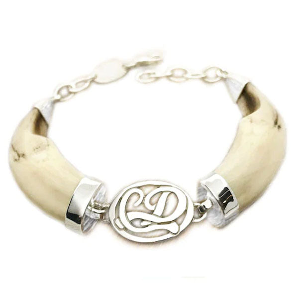 pulsera colmillo jabalí centro personalizado en plata