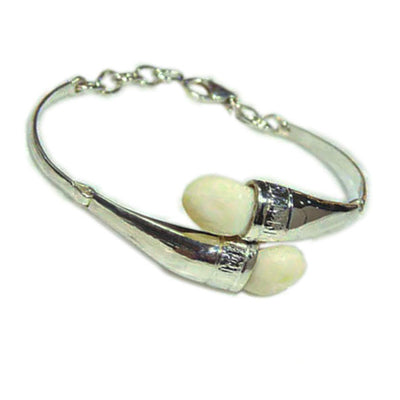 pulsera cruzada perla venado con cierre en plata