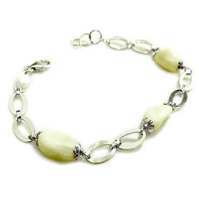 pulsera eslabones combinados con perla venado en plata