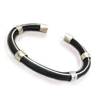 pulsera pelo bufalo tubo redondo abierto 7 mms con plata