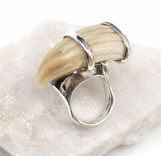 Wild Boar Tusk Ring in 925 Sterling Silver | Hunting Jewelry